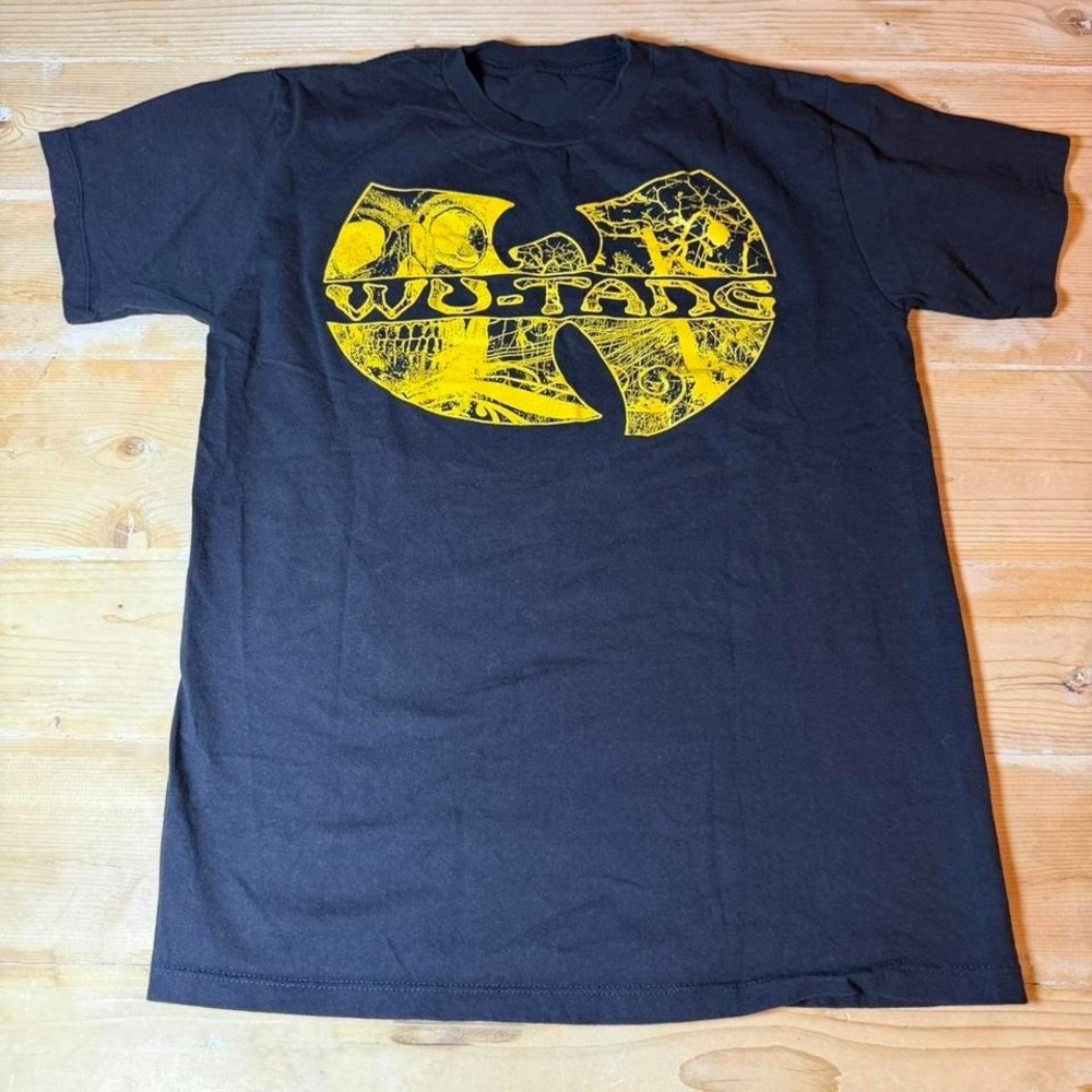Wu-Tang Clan Graphic T-Shirt Mens Black Yellow Logo Skull Print Hip Hop Tee